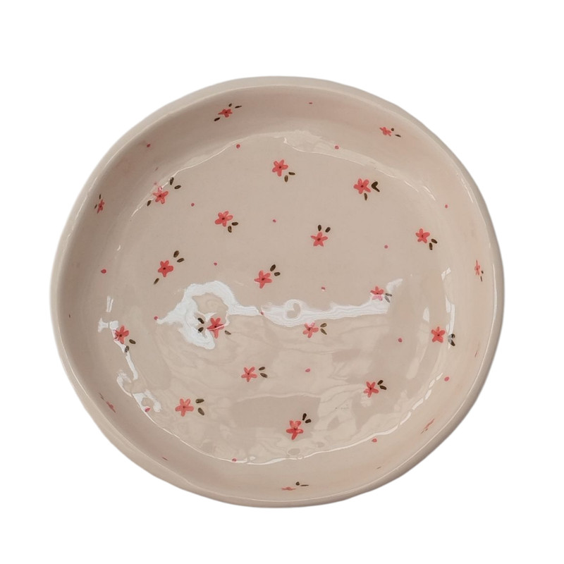 بشقاب سرامیکی دفرمه مدل گل گلی