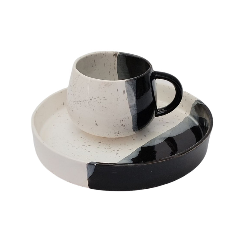 ست فنجان و بشقاب سرامیکی مدل مینیمال