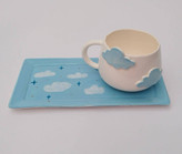 ست ماگ و زیرماگی دست ساز طرح ابری | فطرس سرامیک