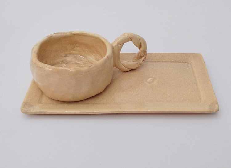 ست ماگ و زیر ماگی دست ساز مدل دفرمه | فطرس سرامیک