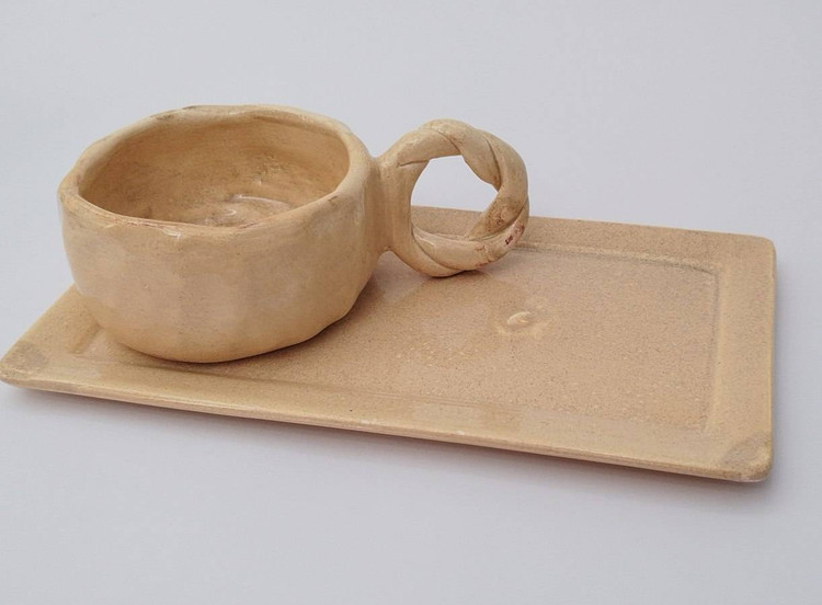 ست ماگ و زیر ماگی دست ساز مدل دفرمه | فطرس سرامیک