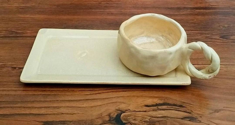 ست ماگ و زیر ماگی دست ساز مدل دفرمه | فطرس سرامیک