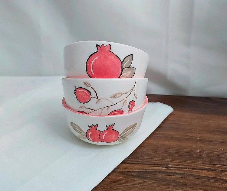 پیاله سرامیکی طرح انار _ فطرس سرامیک