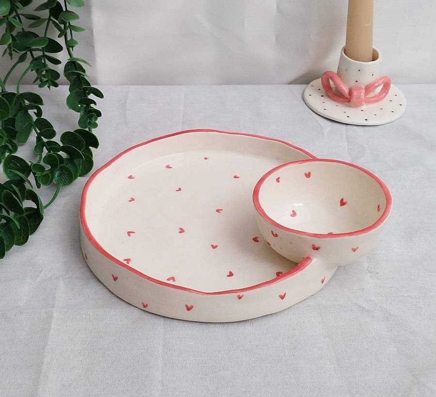 ظرف مزه خوری سرامیکی مدل قلبی
