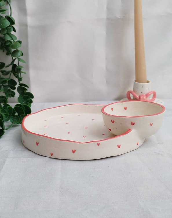 ظرف مزه خوری سرامیکی مدل قلبی _ فطرس سرامیک