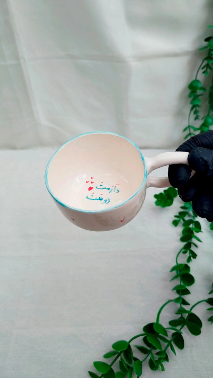 نیم ماگ سرامیکی مدل رمانتیک _ فطرس سرامیک