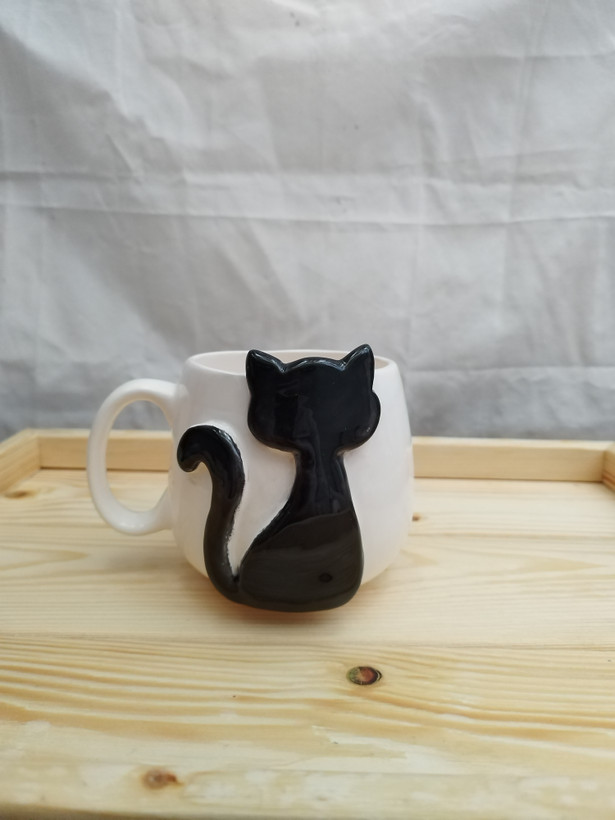 ماگ خمره ای سرامیکی طرح گربه مشکی | فطرس سرامیک