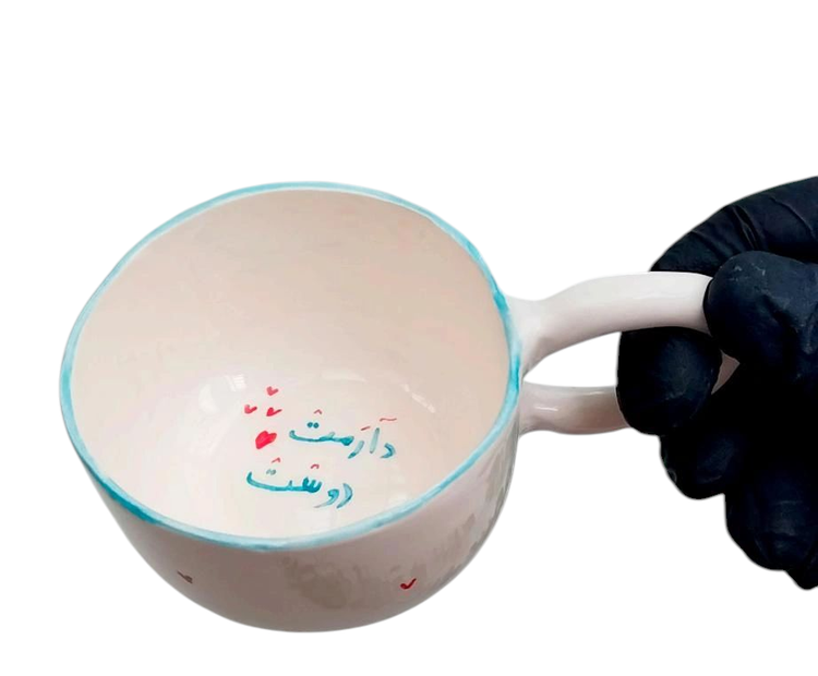 نیم ماگ سرامیکی طرح رمانتیک | فطرس سرامیک