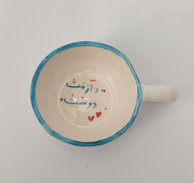 نیم ماگ سرامیکی طرح رمانتیک | فطرس سرامیک