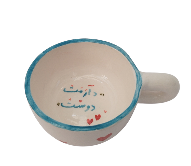 نیم ماگ سرامیکی طرح رمانتیک | فطرس سرامیک