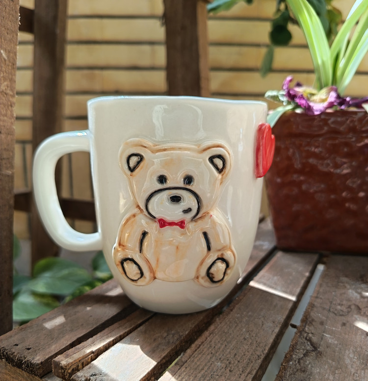 Large ceramic mug, Teddy model, with lid